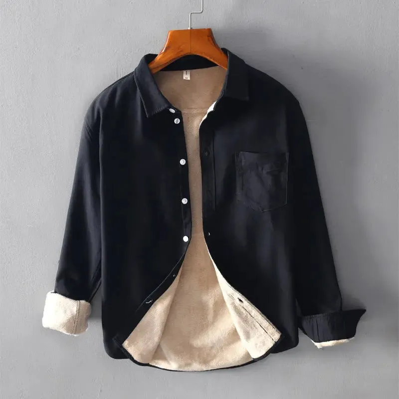 Warm Shirt Jacket Casual Plus Velvet Thick Long Sleeves