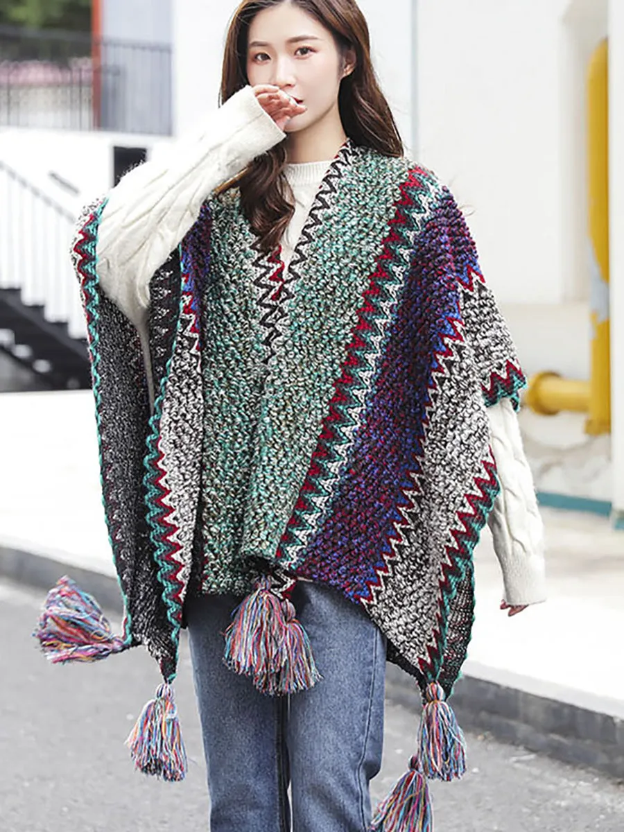 Winter Knitted Warm Tassel Scarf Shawl