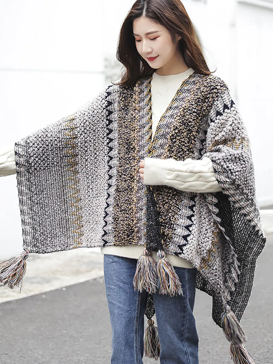 Winter Knitted Warm Tassel Scarf Shawl