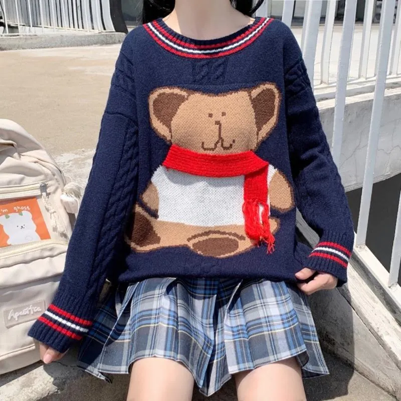 Women's Cute Bear Cable Knitted Sweater