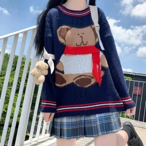 Women's Cute Bear Cable Knitted Sweater