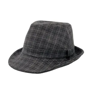 Wool Check Pattern Fedora Hat - Classic Trilby Manhattan Tattersall Pattern for Men Women LD61566